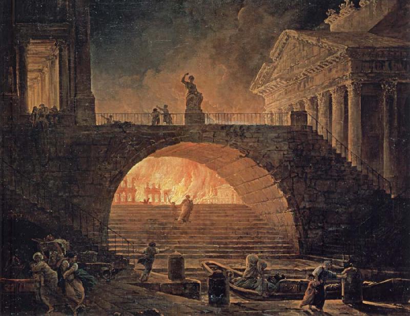 ROBERT, Hubert The blaze in Rom,18.Juli 64 n. Chr. China oil painting art